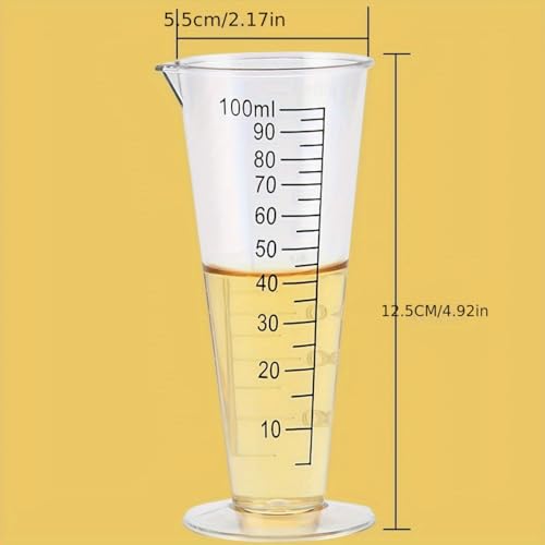 100ml Metric Plastic Conical Measuring Cup, with Pouring for Measuring Flour, Sugar, Vinegar, Sauce, or Other Liquid