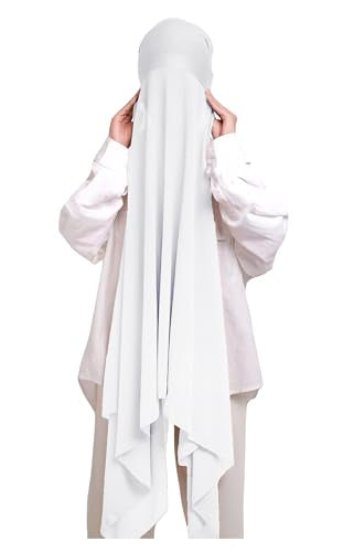 Lina & Lily Muslim Chiffon Instant Hijab Head Scarf with Matching Tie Back Jersey Undercap - color: White