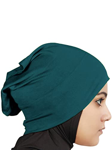 MyBatua Women's 2-Piece Al-Amira Hijab with Under Scarf/Cap/Bonnet in Soft Viscose Jersey, Ready to Wear HJ-129 - color: Teal