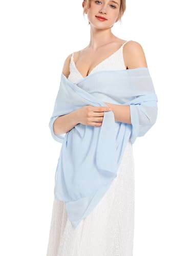 Shawls and Wraps Soft Chiffon Scarve Scarf For Evening Party Dresses Wedding Stole - color: Light Blue1