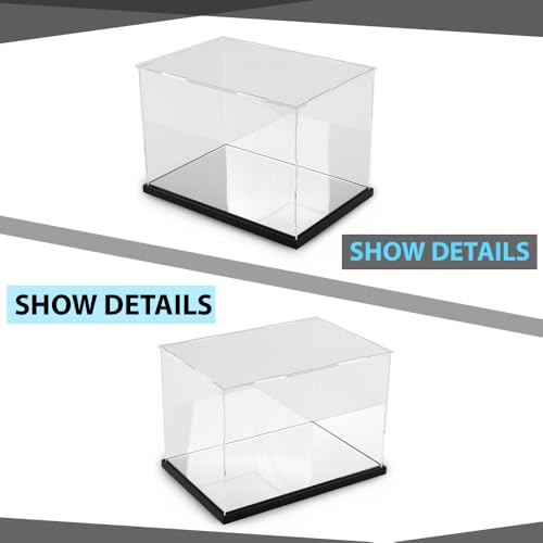 CHEDA Clear Boxing Glove Display Case, Acrylic Display case for Full Size Boxing Glove Storage Box, Glove Display Case Holder Showcase, Dustproof UV Protection Cabinet with Removable Mirror Base