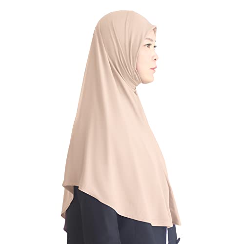 Women's Instant Hijab Muslim Headscarf Prayer Scarf Soft Breathable Stretchy Wrap - color: Light Brown