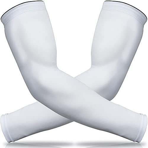 beister UV 및 자외선 차단 암 슬리브, 남성 및 여성용, UPF 50+, 쿨링 스포츠 압박 암 슬리브 - color: 화이트., size: Medium