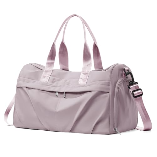 Gym Bag for Women Duffle Bag with Shoe Compartment Yoga Mat Bag Sports Workout Bag Weekend Overnight Bag, Light Pink - color: A23- Light Pink