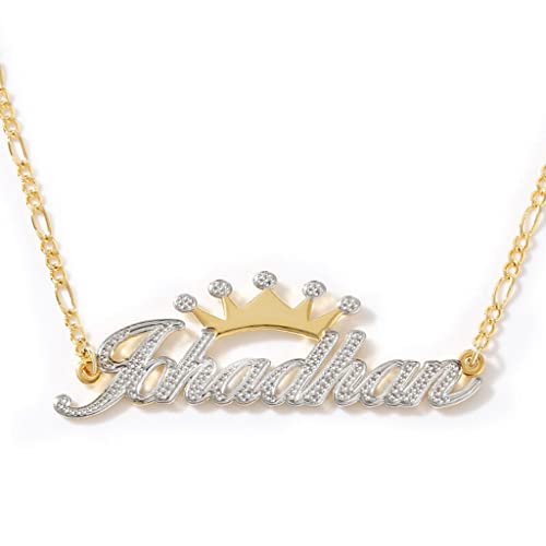 Custom Name Necklace Double Plated Name Necklace Personalized Name Plate Necklaces Name Necklaces for Women 18k Gold Plated Nameplate Pendant - color: Style 13