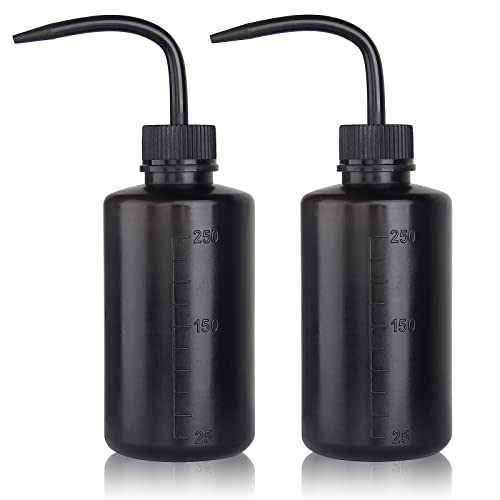 Melphoe Tattoo Wash Bottle Squeeze, 2Pcs 250ml Water Squirt Bottle Succulent Watering, Safety Rinse Watering Tools, Tattoo Supplies, Irrigation Sprinkling Can Wash Plant (Black) - color: Black, size: 8.5 Ounces