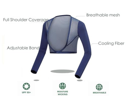 Women's Golf Cooling Shawl Outdoor Sun Protection Arm Sleeves - color: Blue, size: Small-Medium