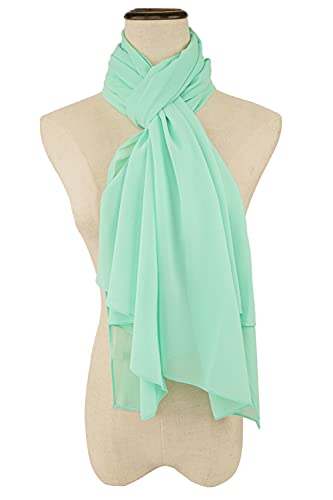 YOUR SMILE for Women Lightweight Breathable Solid Color Soft Chiffon Long Fashion Scarves Sun-proof Shawls Wrap - color: Pale Green