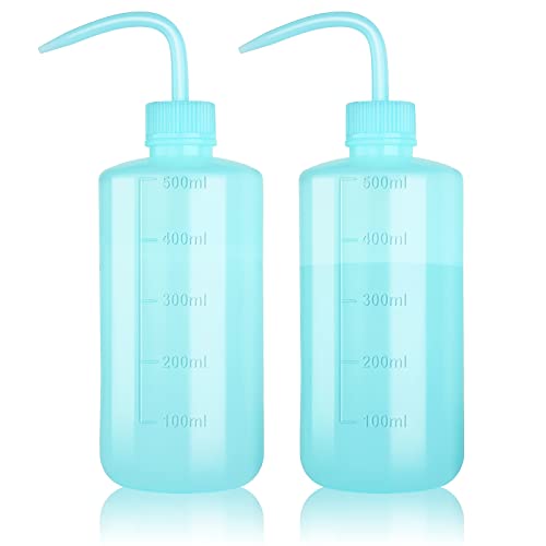 Melphoe Tattoo Wash Bottle Squeeze, 2Pcs 500ml Water Squirt Bottle Succulent Watering, Safety Rinse Watering Tools, Tattoo Supplies, Irrigation Sprinkling Can Wash Plant (Blue) - color: Blue, size: 16.9 Ounces