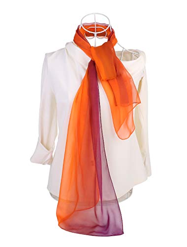 uxcell Women'sChiffon Sheer Long Scarf Silky Gradient Party - color: Orange Purple