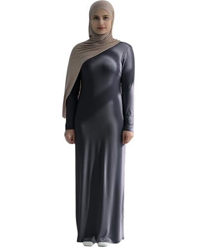 Modal Cotton Abaya Women Long Sleeve Prayer Dress Soft Stretch Islamic Clothes Elegant Robe For Eid, Ramadan, Umrah, Hajj - color: Dark Grey, size: X-Small-Small