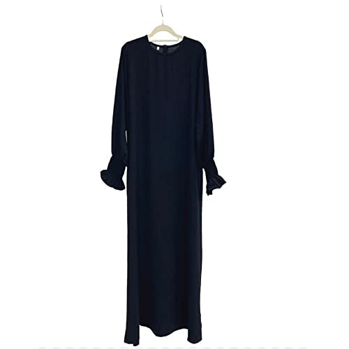 Women Prayer Dress Muslim Ramadan Garment Abaya Dubai Islam Jilbeb Long Dress Without Hijab - color: Black, size: Small