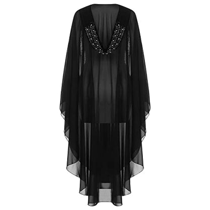 OBEEII Muslim Dress for Women Loose Batwing Sleeved Hooded Beaded Embroidery Long Abaya Dress Kaftan Abayas Islamic Robe - color: Bs04