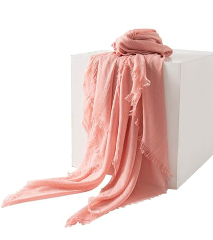Women Summer Scarfs Large Long Lightweight Linen Beach Gauze Shawl Wrap 75”×40” - color: Leather Meal