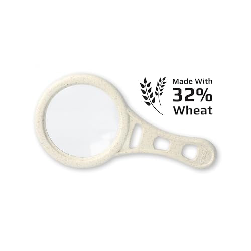 MagnetMag Wheat Magnifier, 3X Magnification with 6X Spot Lenses | Attaches to Metal Surfaces like Refrigerators - Organic 3x Handheld Magnifying Glass (DX-50EF)