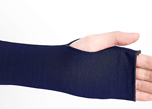 V28 Women Stretchy Long Sleeve Fingerless Gloves - color: Navy