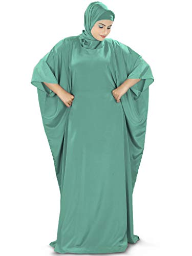 MyBatua Women's Kaftan, Free Size Abaya, Dubai Islamic Dress, Muslim Maxi KF-001 - color: Sea Green