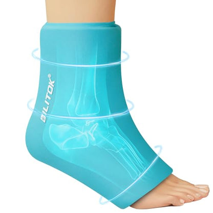 Reusable Foot Ankle Ice Pack Wrap for Injuries, Cold Compression Therapy for Achilles Tendonitis, Plantar Fasciitis, Swelling, Sprained, Pain Relief (Blue) - color: Light Blue