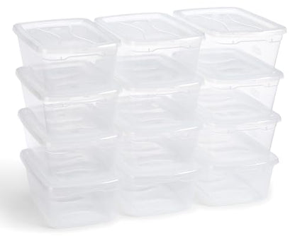 Rubbermaid Cleverstore Home/Office 6 Quart Clear Plastic Storage Tote Container Box Bin with Lid for Garage or Basement, (12 Pack) - size: 6 Qt - 12 Pack