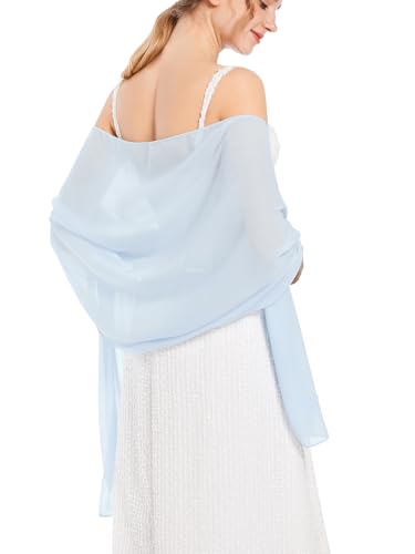 Shawls and Wraps Soft Chiffon Scarve Scarf For Evening Party Dresses Wedding Stole - color: Light Blue1