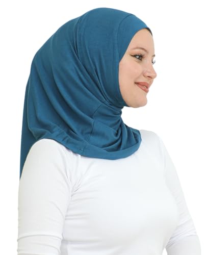 Prien Sport Instant Hijab For Women, Muslim Cotton Turban, Soft Head Scarf, Ready To Wear Hijabs Prayer Clothes, Islamic Wear - color: Turquoise