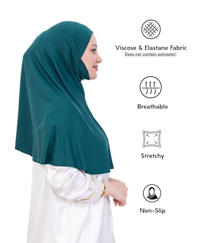 Prien Easy To Wear Hijab For Women, Muslim Instant Turban With Niqab, Islamic Clothes, Soft Scarf For Prayer, Abaya, Khimar - color: Emerald