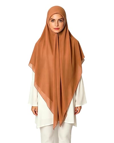 Lina & Lily Premium Chiffon Hijab Head Scarf Shawl Wrap for Muslim Women Square 58'' x 58'' - color: Rust
