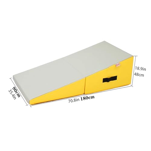 Gymnastics Incline Mat, Folding Gymnastics Wedge With Carrying Handle For Gymnastics, Martial Arts, Cheerleading, Dance Yoga Stretching Training Ex - color: light gray, size: 180×90×48cm（70.8×35.4×18.9in）