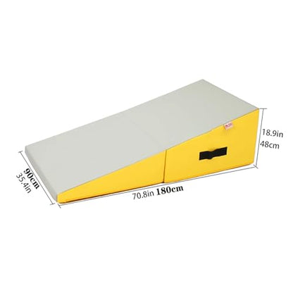 Gymnastics Incline Mat, Folding Gymnastics Wedge With Carrying Handle For Gymnastics, Martial Arts, Cheerleading, Dance Yoga Stretching Training Ex - color: light gray, size: 180×90×48cm（70.8×35.4×18.9in）