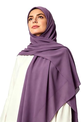 Lina & Lily Premium Chiffon Hijab Head Scarf Shawl Wrap for Muslim Women Square 58'' x 58'' - color: Berry