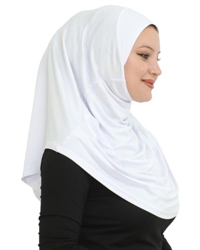 Prien Plain Ready To Wear Hijab for Women, Muslim Instant Turbans, Soft Jersey Scarf, Islamic Clothes, Long Hijabs, Abaya - color: White