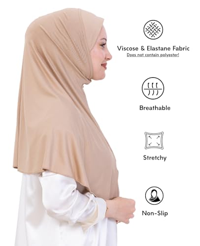 Prien Ready Hijab For Women, One Piece Muslim Instant Turban, Easy To Wear Long Head Scarf, Turkish Islamic Clothes For Abaya - color: Deep Mink