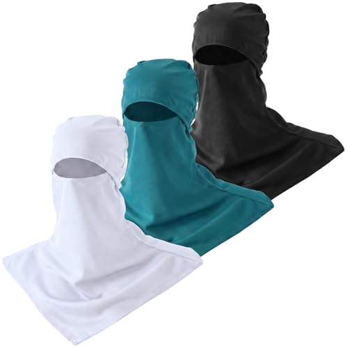SATINIOR 3 Piece Balaclava Face Cover Sun Protection Neck Cover Summer Balaclava for Men Women Outdoor Sports UV Protector - color: Black, White and Dark Green Color