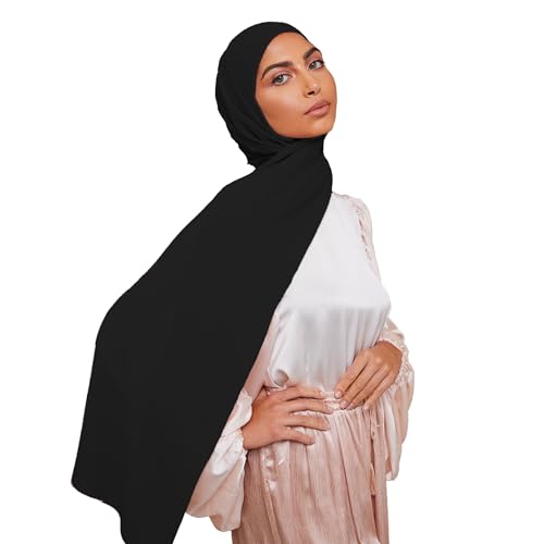Premium Chiffon Hijab Scarf for Women Lightweight Non Slip Fashion Scarves - color: Black, size: 1 Pack