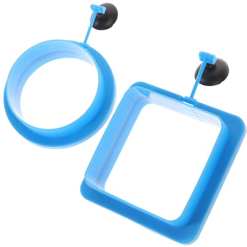 Cabilock 2pcs Blue Thickened Fish Feeding Rings Reusable Aquarium Feeder Circles for Tropical Fish Tank Feeding and Food Control