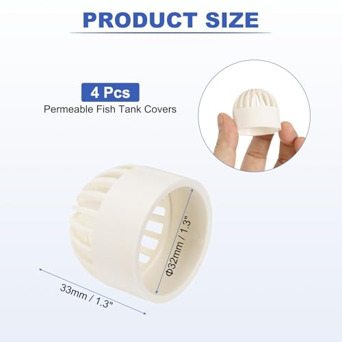 PATIKIL 1.3 Inch (32mm) Fish Cover Permeable Cap, 4 Pcs PVC Breathable Cap Aquarium Guard Fish Tank Intake Cover, White - color: White, size: 1.3Inch(32mm)