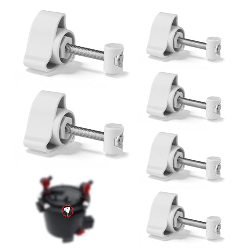 6 Set Lid Fastener Compatible with Fluval FX6/FX4/FX2 Heavy Duty Replacement Canister Filter Fasteners, Durable Replacement Clips Easy Snap-On Installation Leak-Proof