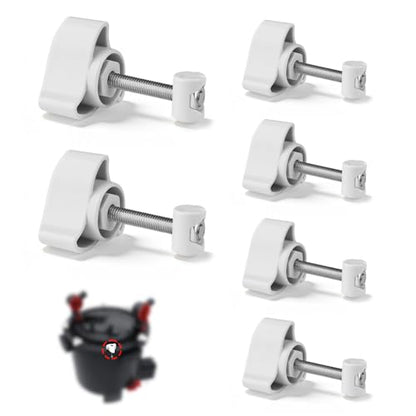 6 Set Lid Fastener Compatible with Fluval FX6/FX4/FX2 Heavy Duty Replacement Canister Filter Fasteners, Durable Replacement Clips Easy Snap-On Installation Leak-Proof