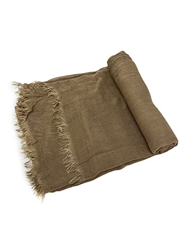 Txameru Hijab Scarf for Women - Muslim Rayon Crinkle With Fringe Edge - color: Mocha