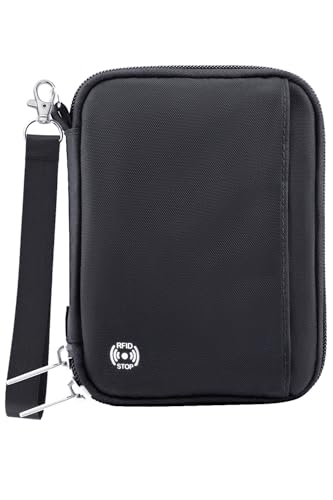 WALNEW Passport Holder for Travel - RFID Blocking Travel Wallet Essentials Organizer with Card Slots & Zipper Pocket (Women/Men) - color: Black, size: 2 passports