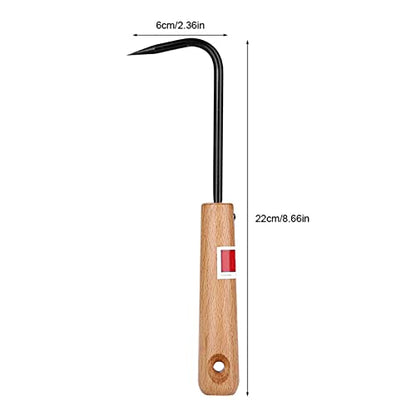 Bonsai Root Hook, Gardening Manganese Steel Root Rake with Ergonomic Wooden Handle, Bonsai Tools for Potted Plants Gardening Work Weeding Tool