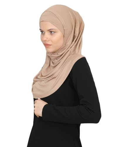 Prien Chic Ready To Wear Hijab For Women, Muslim Long Turban Undercap Set, Instant Scarf, Prayer Clothes For Girls, Abaya - color: Deep Mink