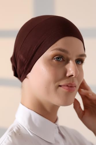 ihvan online, Hijab Cap, Beanie Undercap Scarf, Turban Head Wraps for Women, Hair Wrap, Muslim Under Scarf Hijab Cap - color: Light Brown