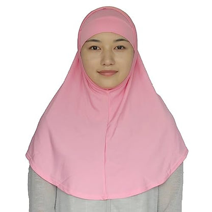 Women's Muslim Hijab Al-Amira Hijabs 2 Pieces with Tube Underscarf Cap Instant Soft Scarf - color: Pink