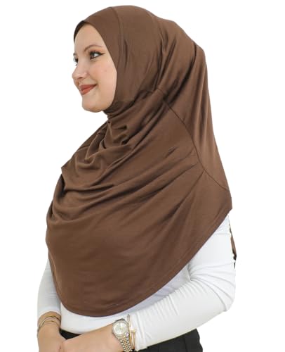 Prien Ready To Wear Hijab For Women, Instant Turban, Soft Muslim Scarf For Prayer, Long Hijabs, Islamic Clothes, Jersey Abaya - color: Brown