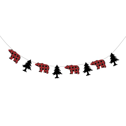 Lumberjack Banner,Buffalo Plaid Party Banner for Kids,Boys,Girls,Birthday Party,Baby Show Party Decoration - color: Red