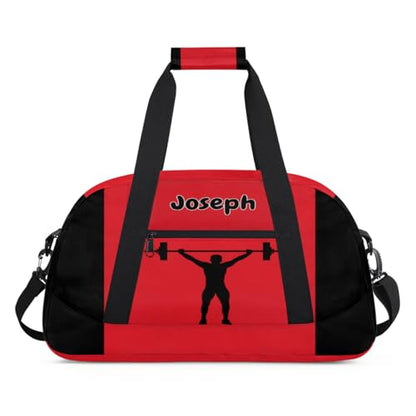 Personalized Sports Duffel Bag with Name, Weightlifting Silhouette | Personalized Named Practice Travel Overnight Training Bag - color: Color 10
