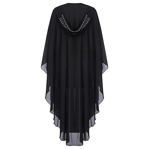 OBEEII Muslim Dress for Women Loose Batwing Sleeved Hooded Beaded Embroidery Long Abaya Dress Kaftan Abayas Islamic Robe - color: Bs01