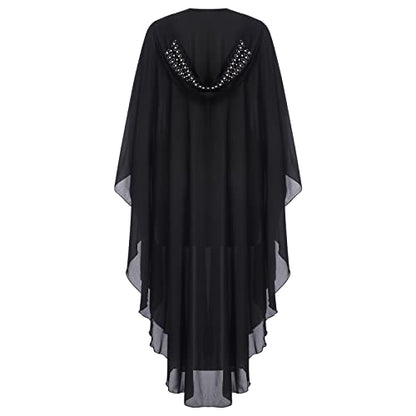 OBEEII Muslim Dress for Women Loose Batwing Sleeved Hooded Beaded Embroidery Long Abaya Dress Kaftan Abayas Islamic Robe - color: Bs01