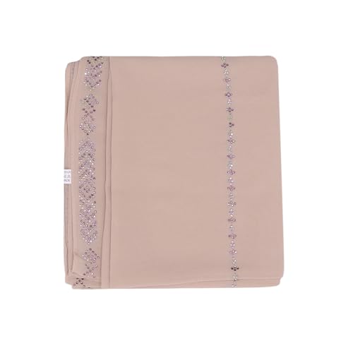 RARITYUS Sparkly Rhinestone Hijab Scarf for Women Silky Chiffon Instant Muslim Islamic Hijab Head Wrap Long Shawls - color: Pink
